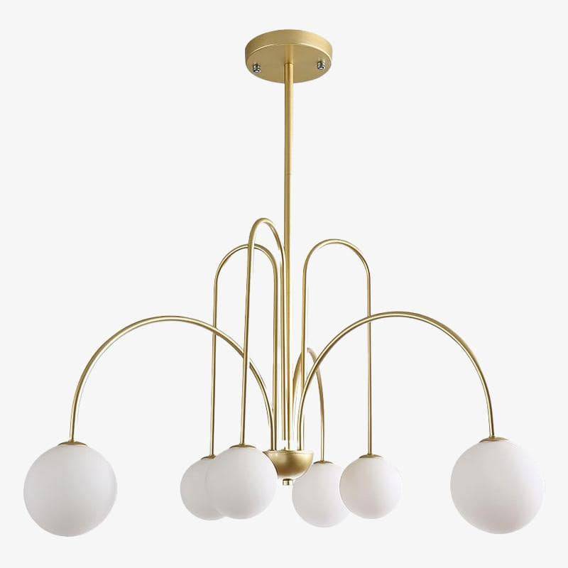 Lustre design LED à branches dorées avec boules en verre Light