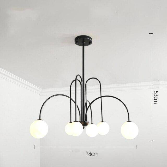 Lustre design LED à branches dorées avec boules en verre Light